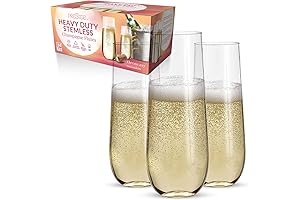 Prestee Heavy Duty Plastic Champagne Flutes for Parties