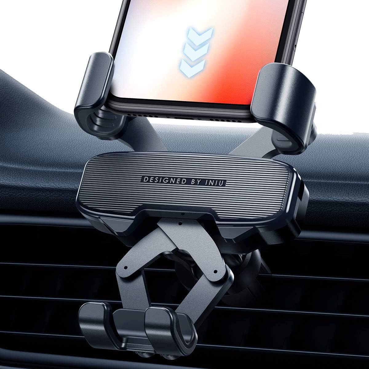 INIU Car Phone Holder, Gravity Auto Lock & Release Air Vent Phone Holder for Car, 360° One Handed Car Phone Mount Compatible with iPhone 13 12 11 Pro X 8 7 Samsung Galaxy S20 S10 Note 10 Google LG etc
