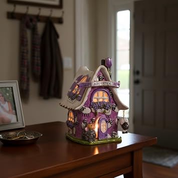 Blue Sky Clayworks Ewe are Special Candle House, Ceramic, 10 L x 6 W x 8 H, Lavender Sheep Cottage Glow