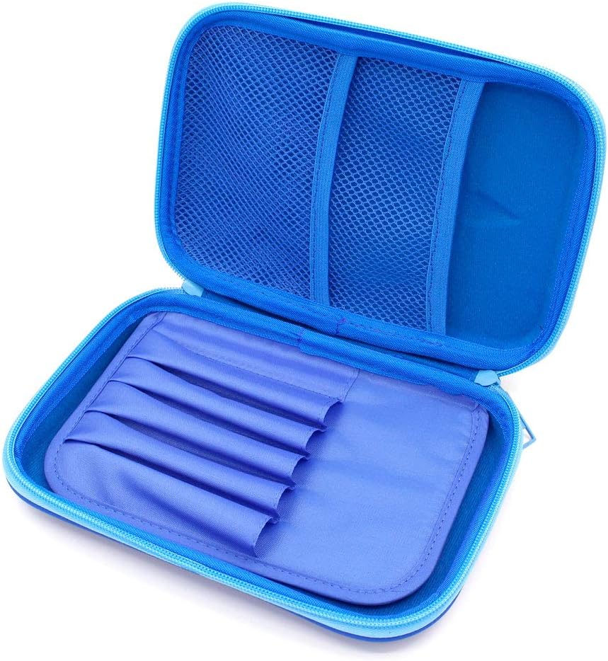 SOOCUTE Cool Shark Embossed School Boys Big Hardtop Pencil Case with Compartment - Cute Stationery Supply Organizer Box Pen Holder for Kids Children Toddlers(Royal Blue)
