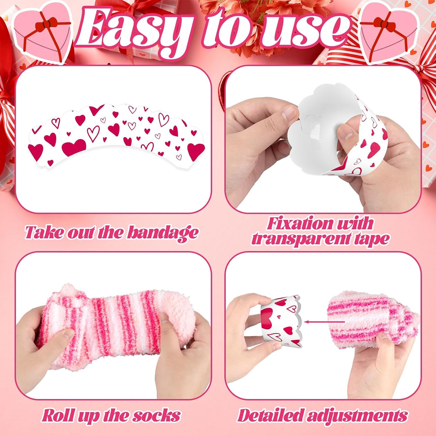 12 Sets Valentines Cupcake Socks Gifts with Cupcake Socks Cards Bags Ribbon Plush Balls Fuzzy Socks Bulk for Women Valentines Day Gifts