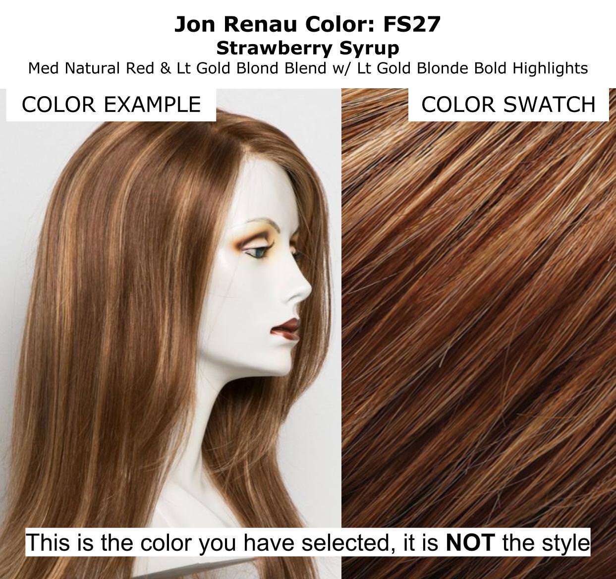 Bundle - 8 items: Kristi Wig by Jon Renau, Christy's Wigs Q & A Booklet, 2oz Travel Size Wig Shampoo, Conditioning Spray, Flexible Spray, HD Smooth, Wide Tooth Comb & Wig Cap - Color: FS27