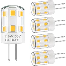G4 LED Bulb 120V High Voltage 2W Bi Pin Light Bulb Mini Night Lights Cardinal Bird Lamp Under Cabinet Branch Chandelier Warm White 3000K 200LM 20W Halogen Replacement, 5 Pack