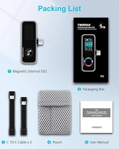 Miniatura 8 de SSD magnético portátil para iPhone para ProRes 4K 60fps grabación de video, 1TB de almacenamiento externo para iPhone 1716 ProPro Max, iMacMacBook,