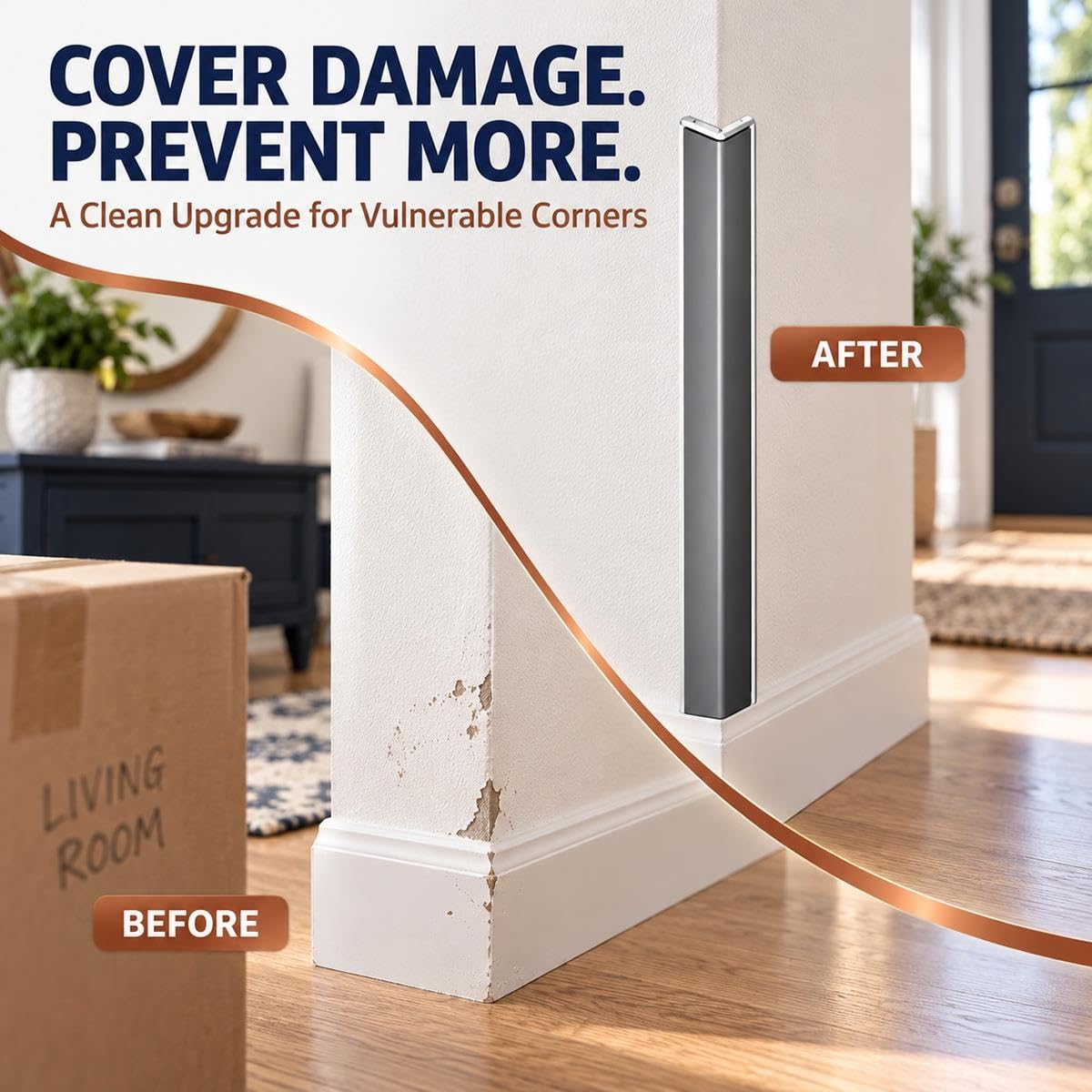 Moldura Decorativa de Aluminio para Esquinas, Protector de Esquinas Metálico Autoadhesivo Resistente a Golpes, para Mueble Rodapié Marco de Puerta, Fácil de Limpiar(Negro,5m)