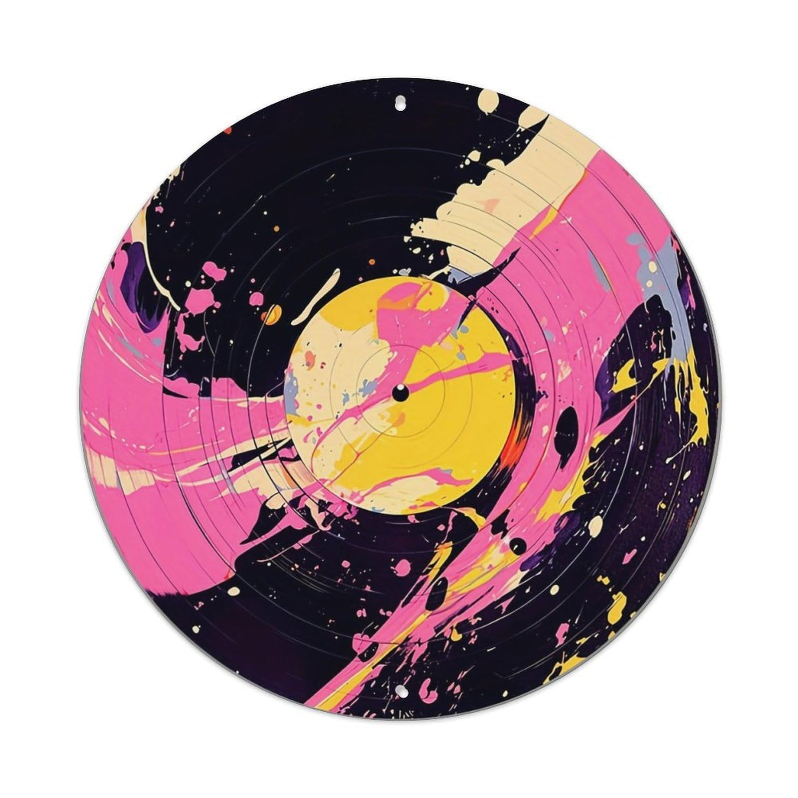 Abstract Vinyl Record Splatter Art Tin Sign Metal Poster Vintage Metal Signs for Home Man Cave Bar Cafe Kitchen laundry room Wall Decorations 8x8 inches