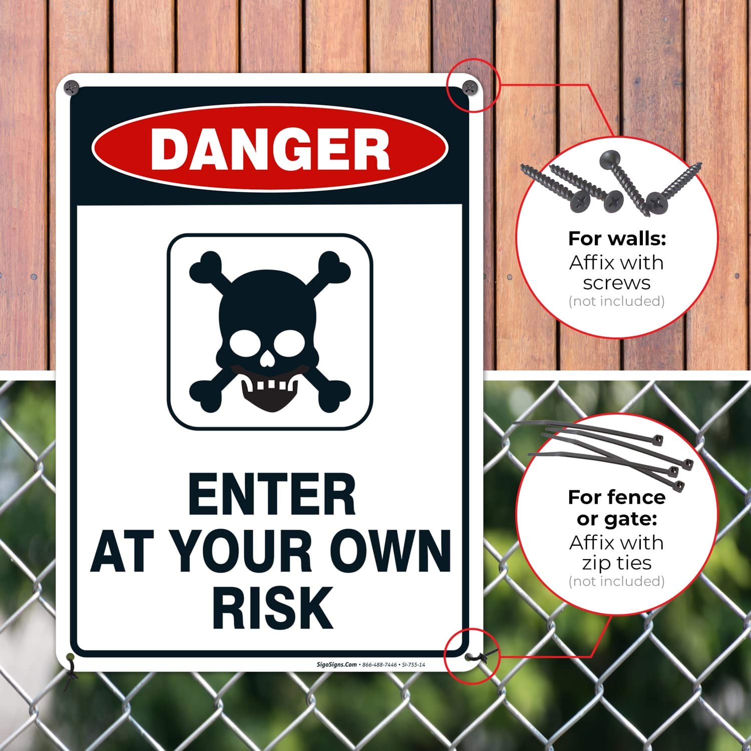 Sigo Signs Enter at Your Own Risk Sign Large 10 X 14 Aluminum for Indoor or Outdoor Use, 10x14 - Image 5