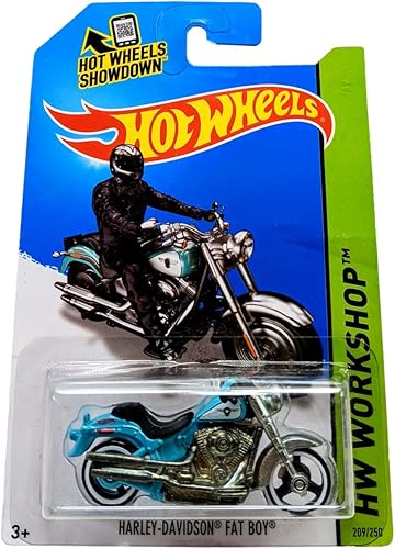 Miniatura 2 de 2014 Hot Wheels Hw Workshop Harley-Davidson Fat Boy (azul claro)
