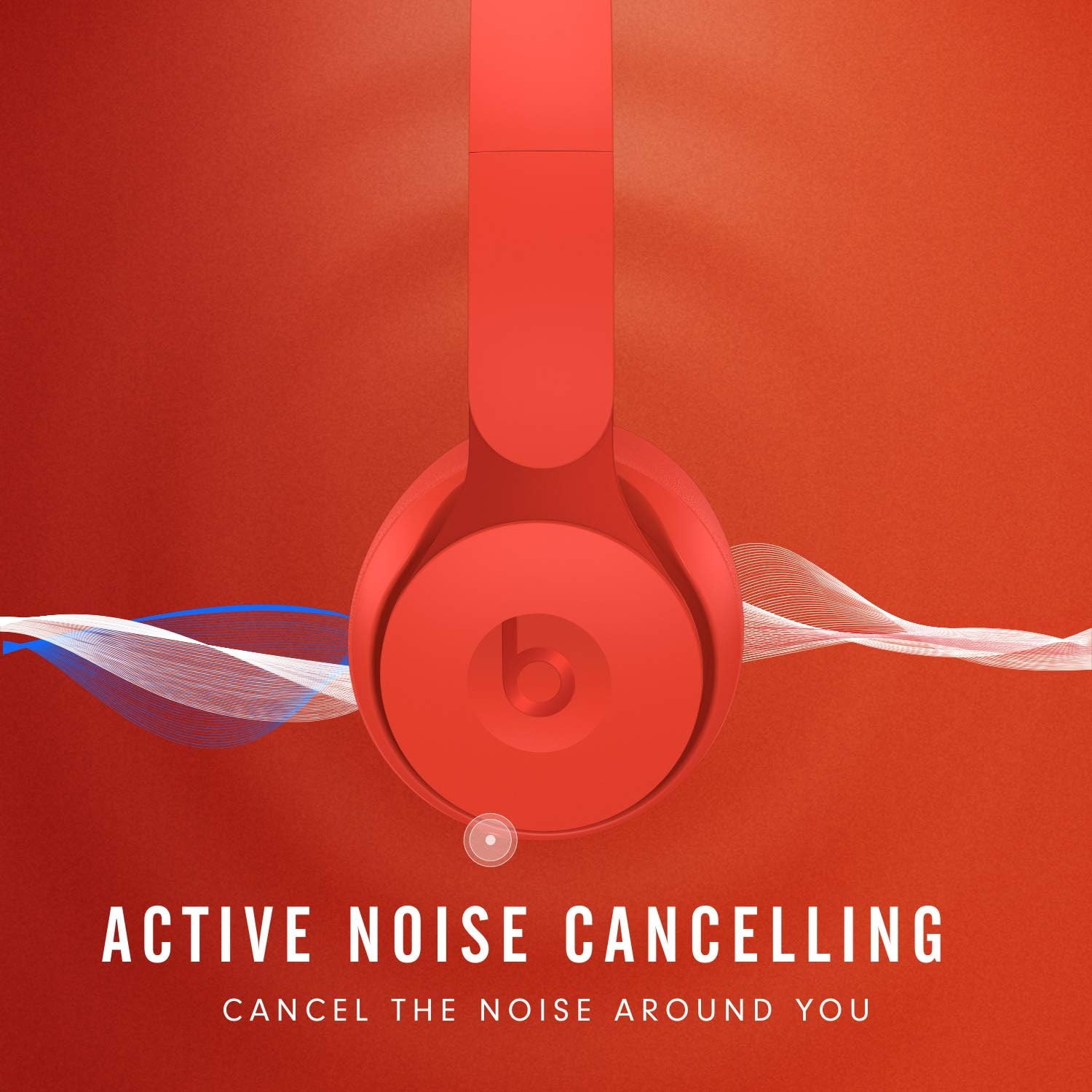 Beats Solo Pro Wireless Noise Cancelling On-Ear Headphones - Apple H1 Headphone Chip, Class 1 Bluetooth, Active Noise Cancelling, Transparency, 22 Hours of Listening Time - Red