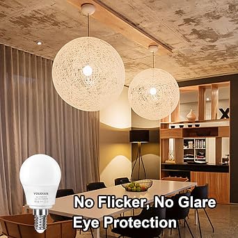 YOUDIAN E14 LED Light Bulb,Warm White 2700K,Small Screw Bulb,Pack of 6 | Energy Saving P45 SES LED Golf Ball Bulbs,5W,450lm,220-240V,Non-Dimmable [Energy Class G]