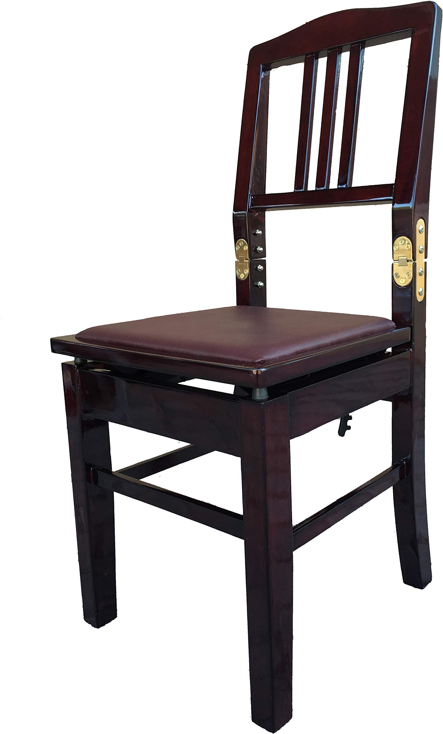 Adjustable Piano Chair Bench with Back Support in Mahogany
