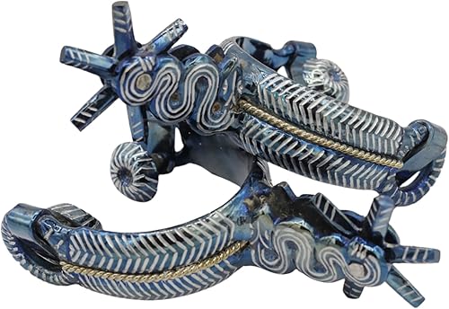 Miniatura 2 de M-Royal Saddles Espuelas Azul Molino Rayas Serpiente Espuela Charro Mexicano