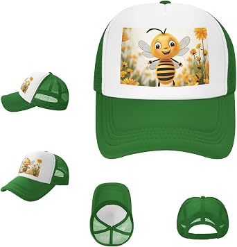 Mesh Trucker Hats Adjustable Snapback Hat Baseball Cap Cute Bees Daisy Flower Dad Golf Hat for Men Women