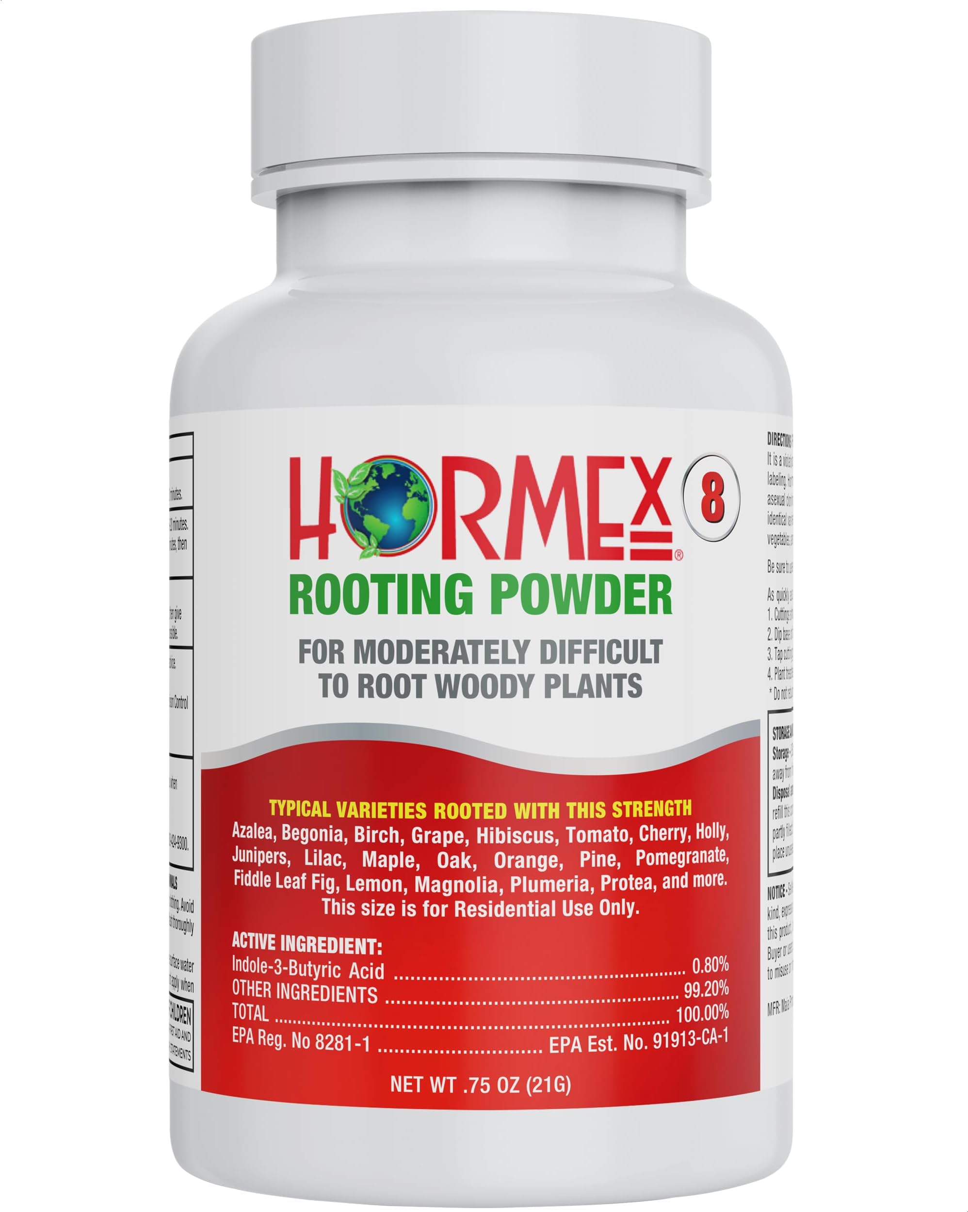 Hormex Rooting Hormone Powder #8 | for Moderately Difficult to Root Plants | Fastest IBA Rooting Powder Compound for Strong & Healthy Roots