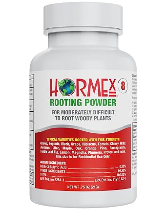 Hormex Rooting Hormone for Cuttings #8 - High-Strength Powder 0.80% IBA | High Strength Rooting Hormone, Root Stimulator for Plants, Rooting Powder Compound for Semi-Hardwood Plants, Trees & Shrubs