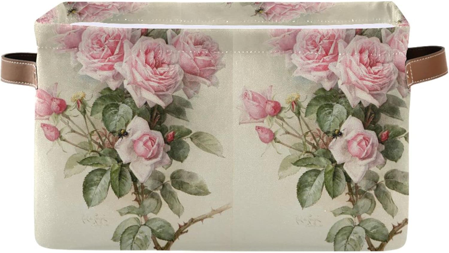 ALAZA Caja de almacenamiento plegable con diseño floral de rosas vintage con asas para estantes, armario, sala de estar, dormitorio, oficina en