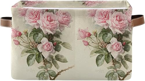 ALAZA Caja de almacenamiento plegable con diseño floral de rosas vintage con asas para estantes, armario, sala de estar, dormitorio, oficina en disponible en Yaxa Mexico