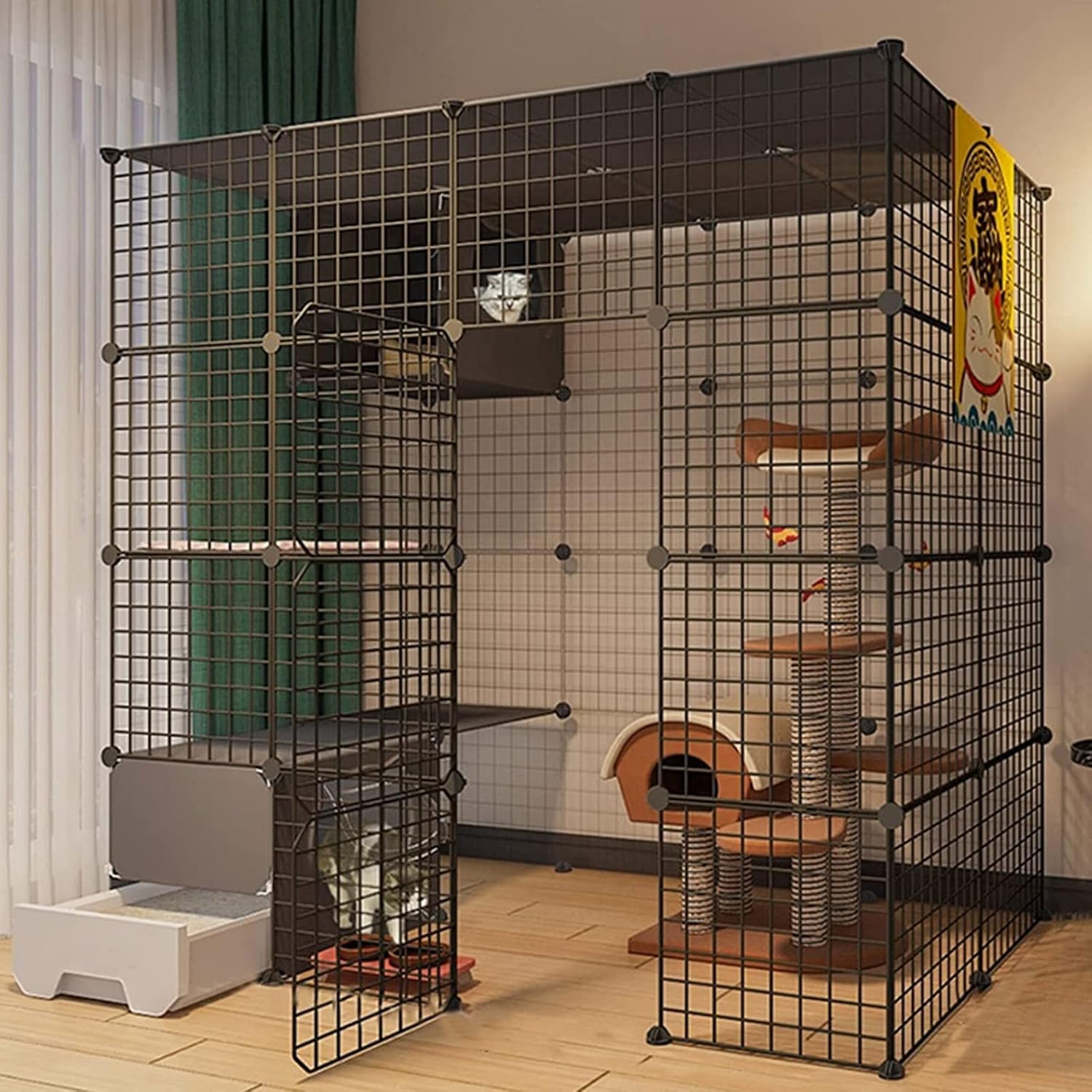 Cat Cage Pet Playpen Indoor Small Animals Pen with Door