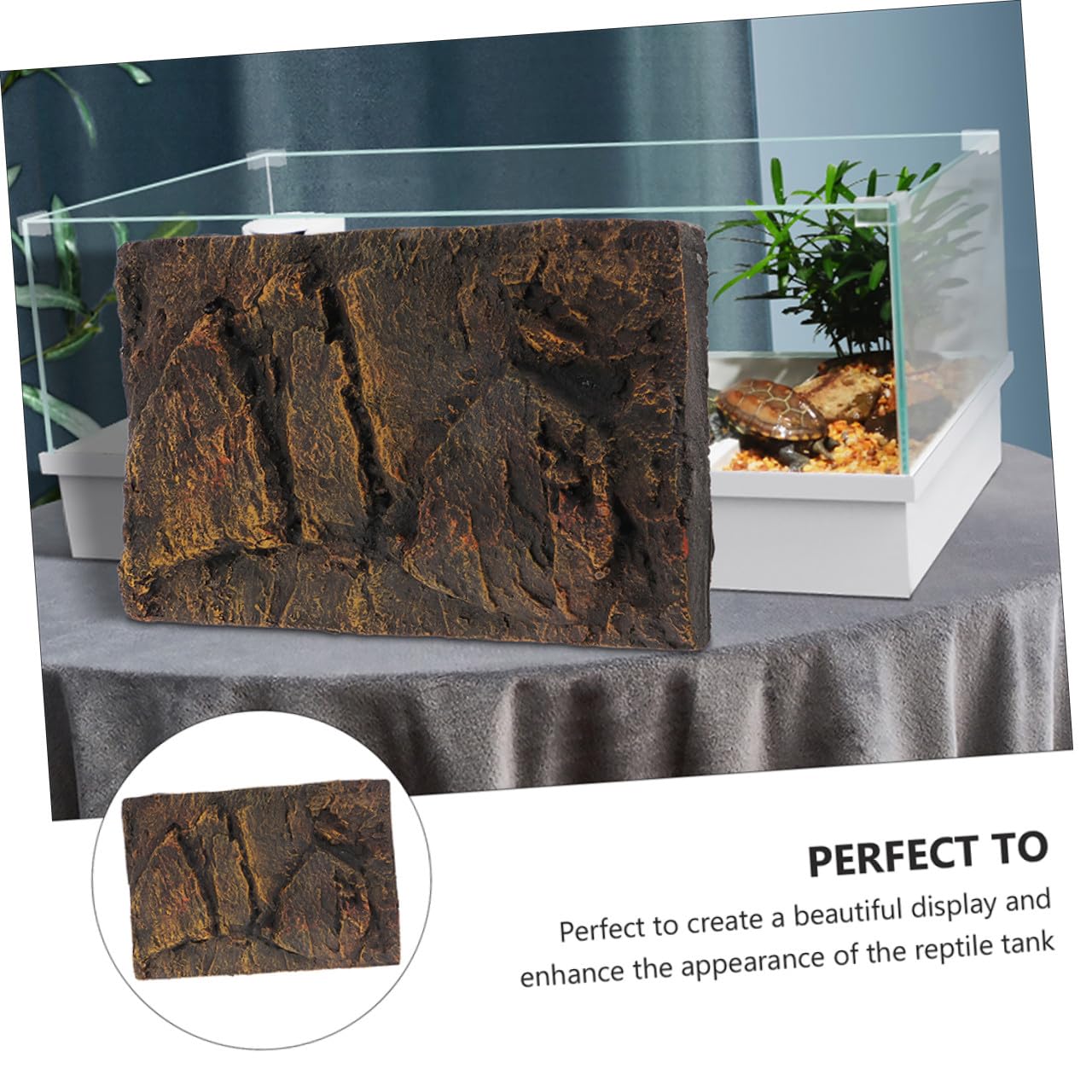 ORFOFE Tablero de Fondo 3D de PU para Tanque de Tortugas Efecto Natural y Decoración, Paquete de 2 Piezas Adecuado para Acuario y Terrario