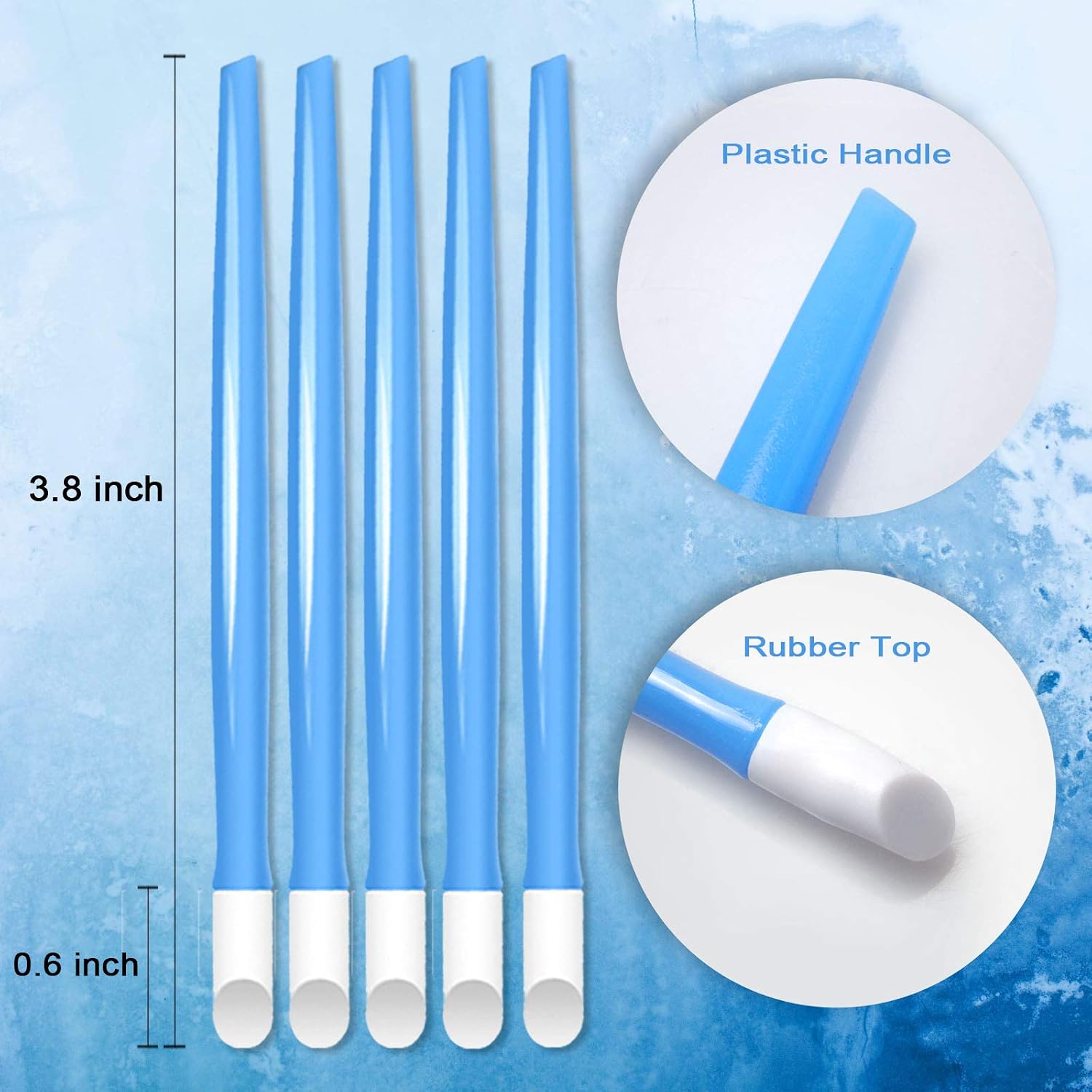 Laza 100 Pcs Plastic Handle Cuticle Pusher Rubber Tipped Nail Cleaner Tools for Men and Women - Blue