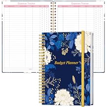 Budget Planner - A5 Expense Tracker, Undated Finance Planner Take Control of Your Money, Account Book to Manage Your Finances, 5.8" x 8.5", Blue Leaf