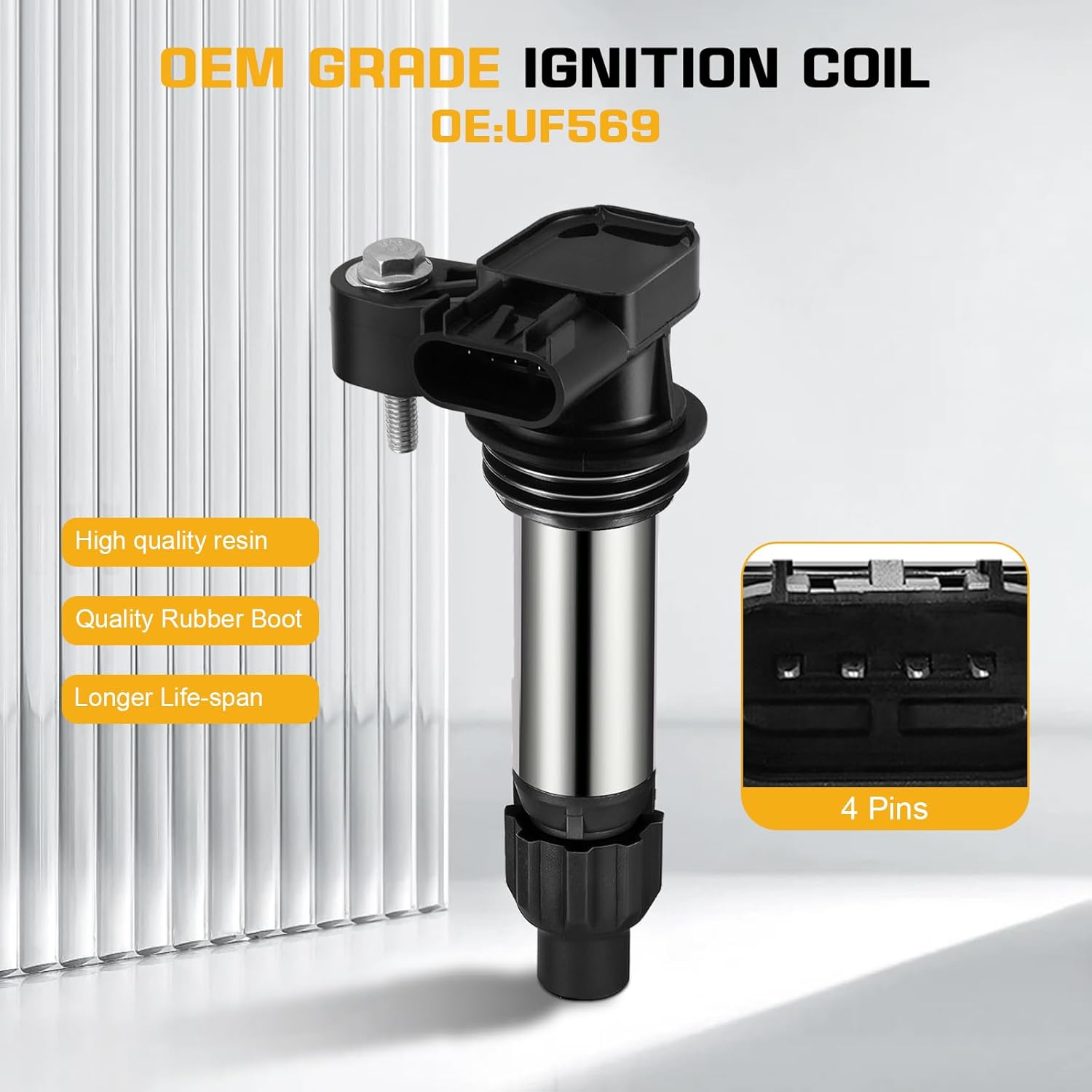 Set of 6 UF569 Ignition Coil Packs and Spark Plugs 6509 OEM Compatible with Chevy Impala Equinox Buick Enclave Cadillac CTS SRX XTS GMC Acadia Terrain 3.0L 3.2L 3.6L V6, C1555