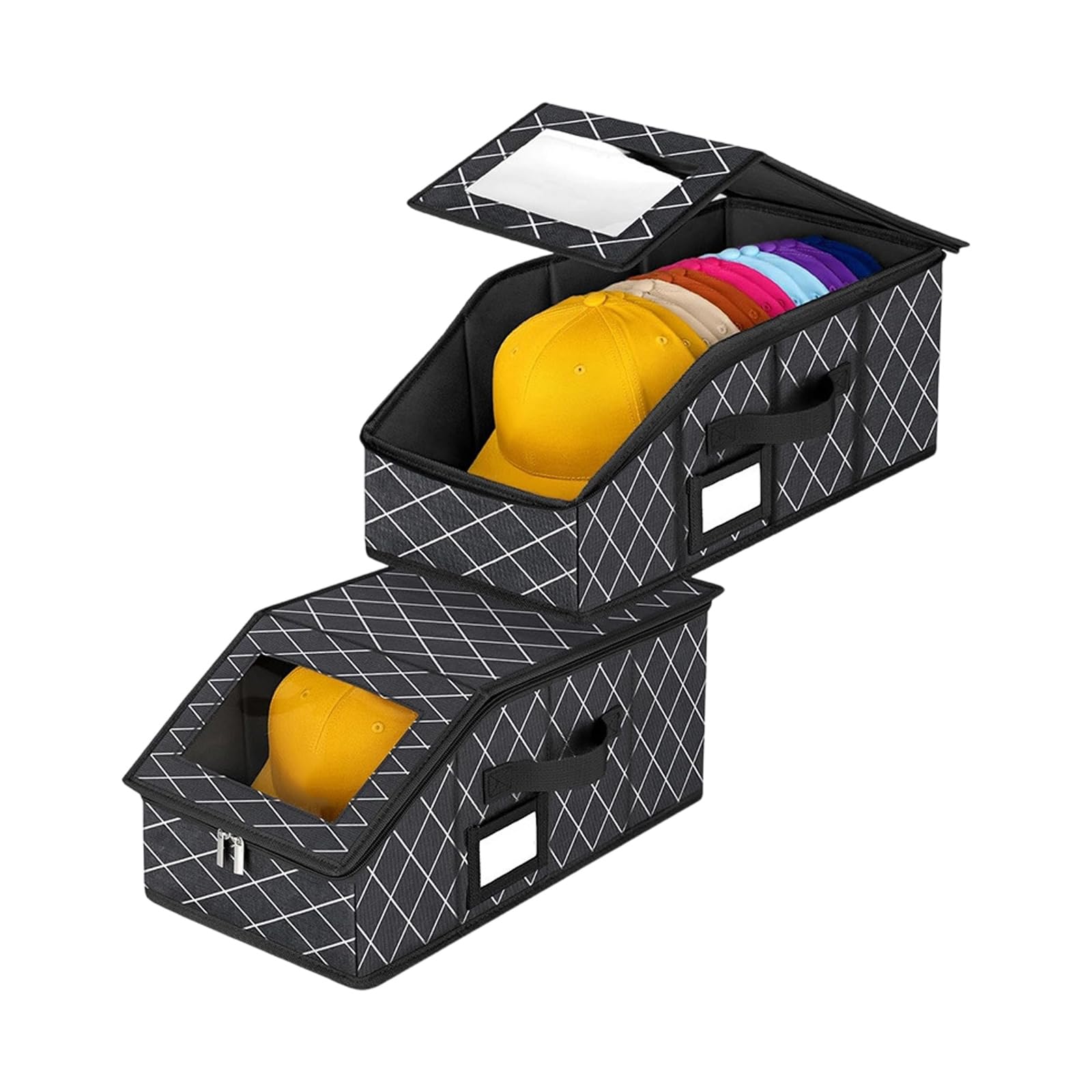 Msioytog Of 2 Spacious Baseball Cap Storage Solution Featuring Stackable Designs for Neat Collection Display Large Capacity Hat Box