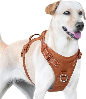 No Pull Dog Harness, Reflective Puppy Vest for Small Medium Large Sized Dog(Carmel Brown,L)