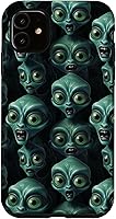 Vista 5 de iPhone 14 Trippy Green Cool Alien Funny Party Faces Outer Space Aliens Case
