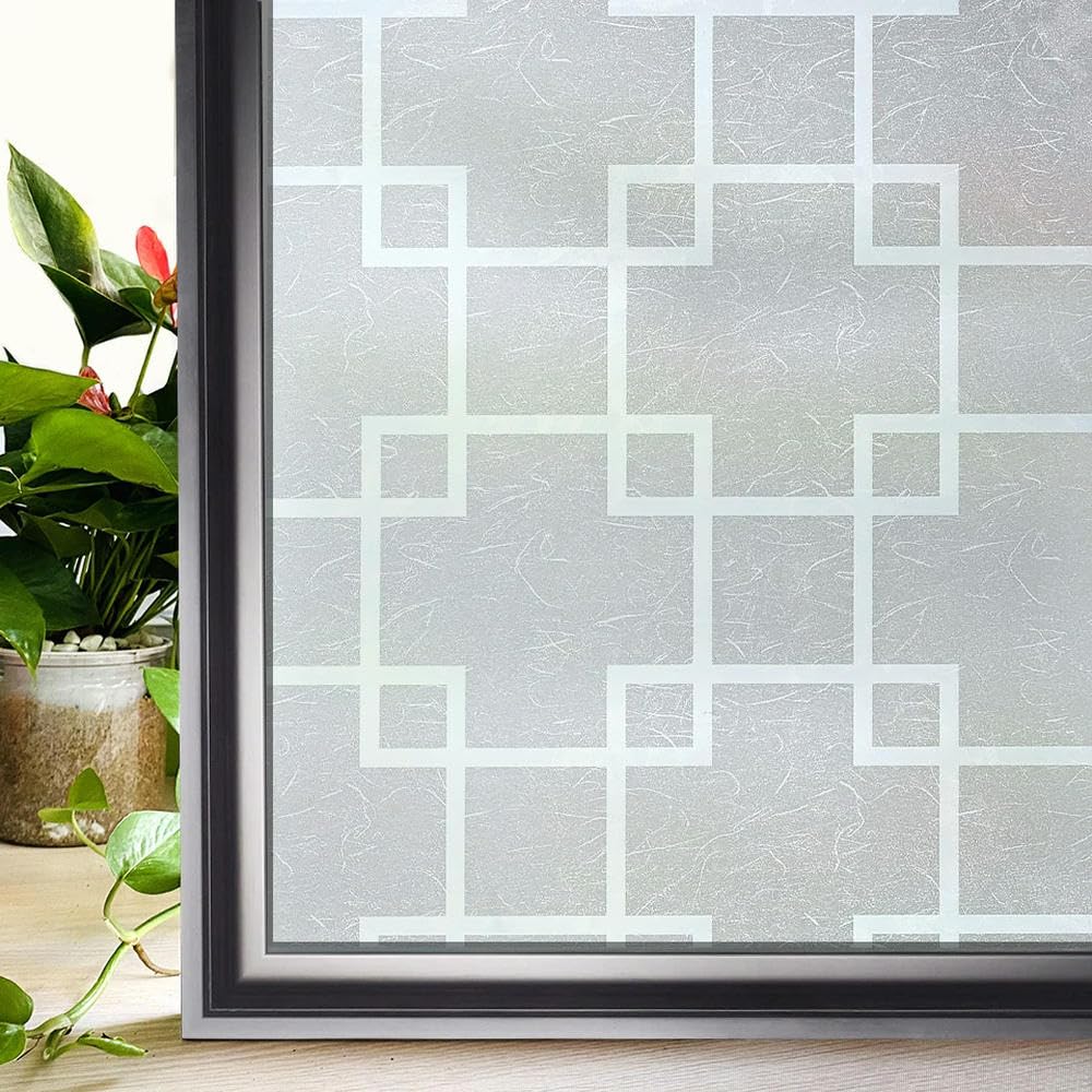 Frosted Stained Glass Privacy Window Film Self Adhesive Heat Control Explosion Proof Removable for Home