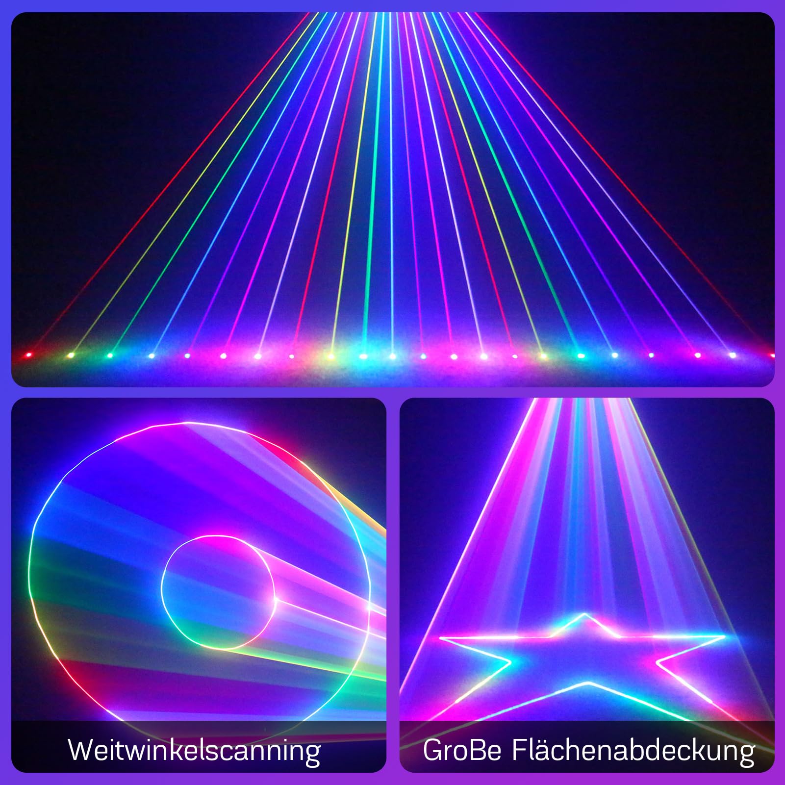 YIKANWEN Professionelle DJ Partybeleuchtung - 170+ 3D RGB Animationsscheinwerfer, soundaktiviert & DMX512, App-steuerung für Bühnenshows, Club-Disco