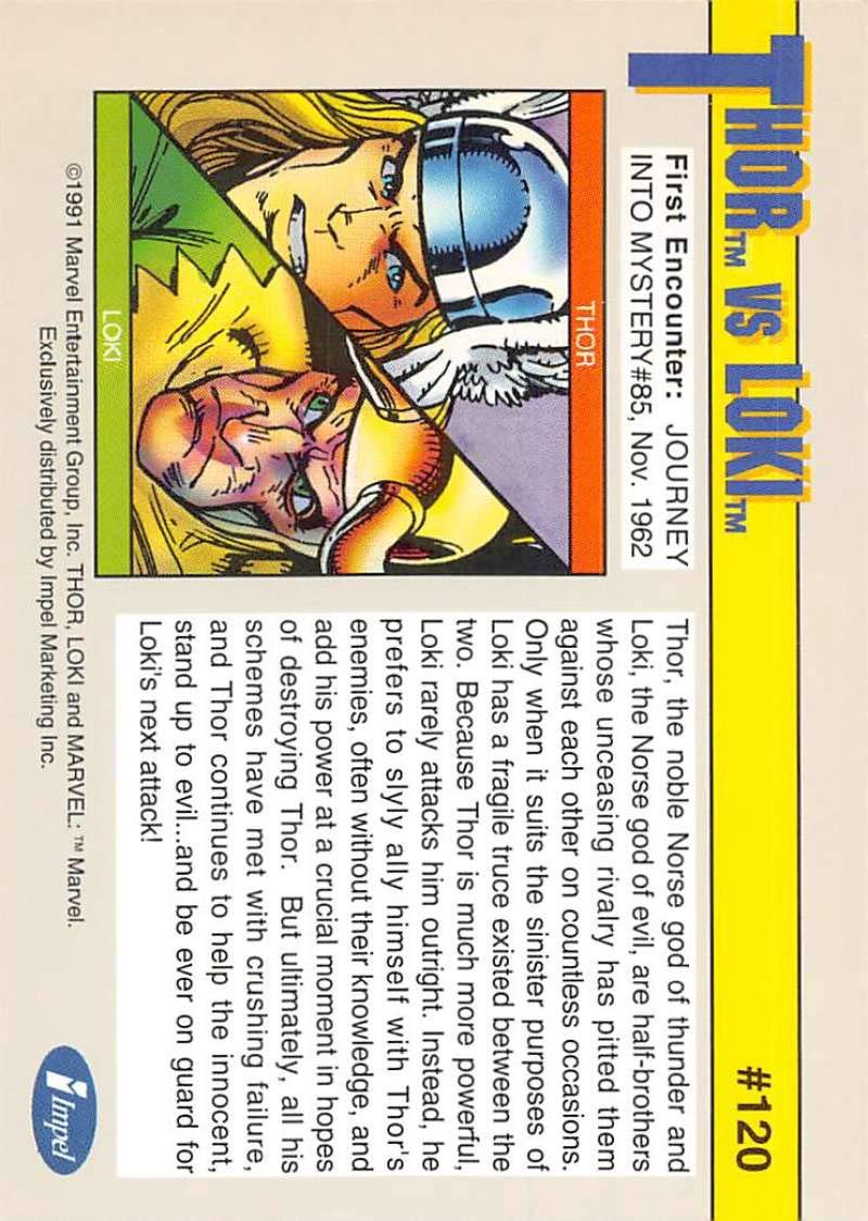 Amazon.com: 1991 Impel Marvel Universe #120 Thor vs. Loki Official  Non-Sport Trading Card in NM or Better Conditon : Toys & Games