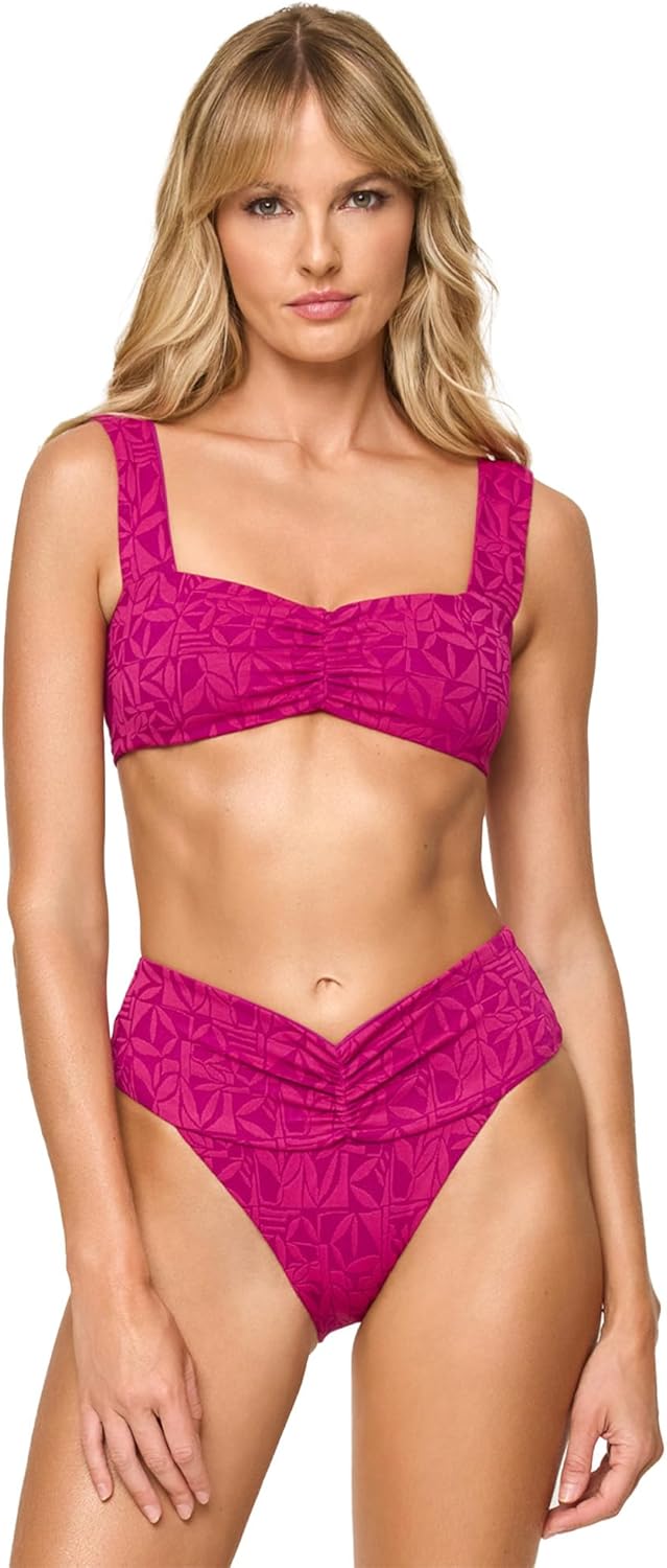 L*Space Women's Marlee Bikini Top, Eco Ribbed Swim Bralette, Features Adjustable Back & Ruched Front for Custom Coverage