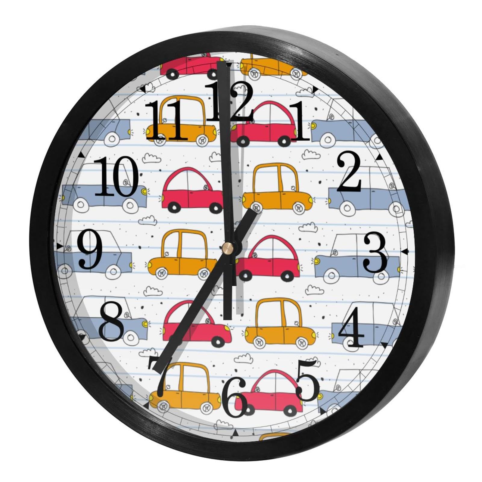 Horloge murale silencieuse ronde orange et rouge au design bicolore pop