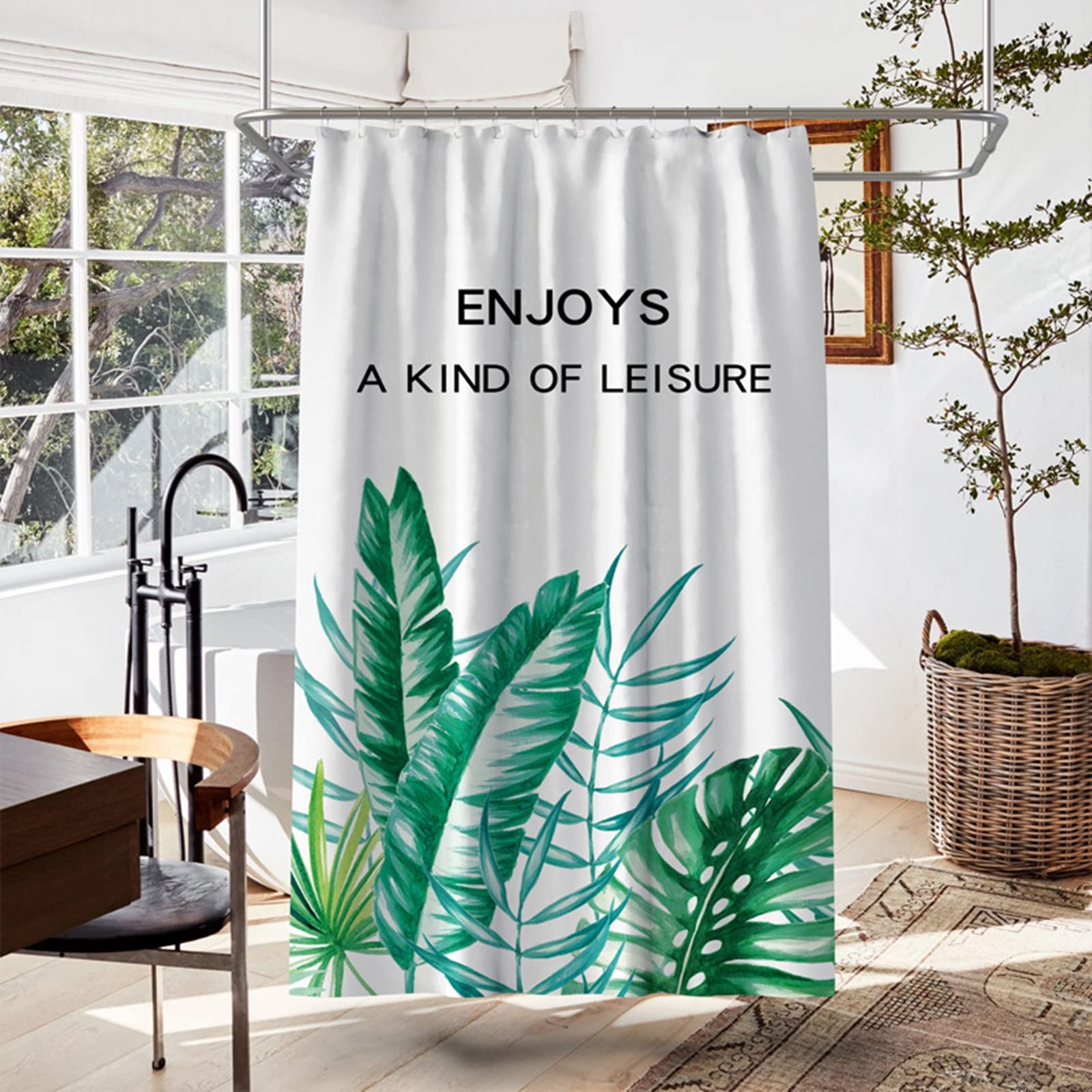 Rideau de douche tropical 150x180cm pour créer une ambiance spa nature