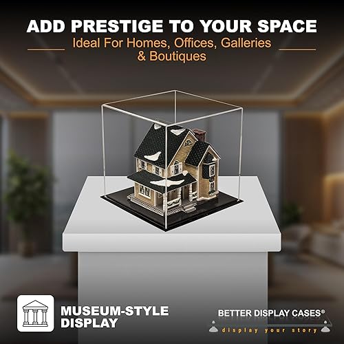 Vista 47 de Better Display Cases Versátil vitrina de acrílico transparente - Caja rectangular grande con base blanca 18" x 12" x 3" (BK09)