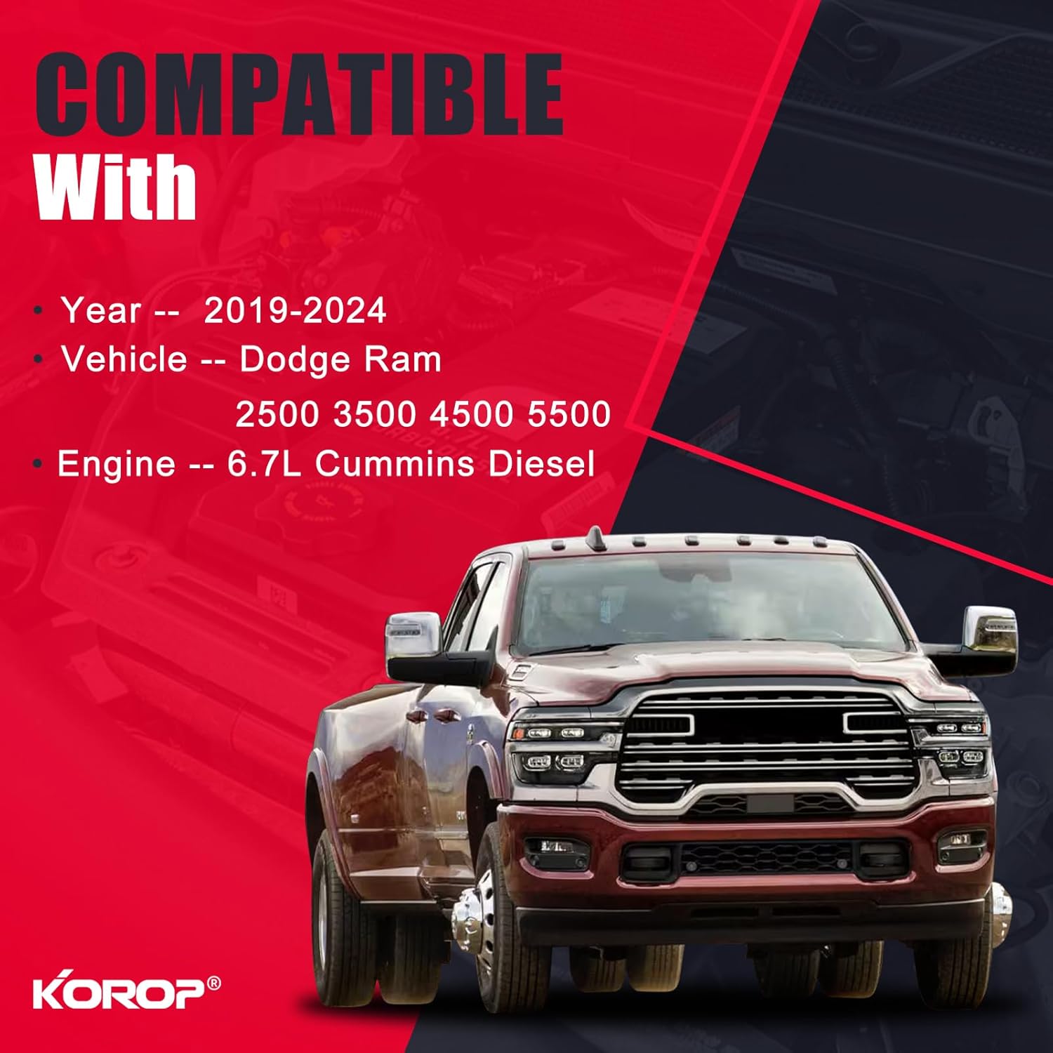 6.7 Cummins Fuel Filter Water Separator and Oil Filter Kit Compatible with 2019-2024 Dodge Ram 2500 3500 4500 5500 6.7L Cummins Turbo Diesel Engines Replaces# 68436631AA 68157291AA 5083285AA