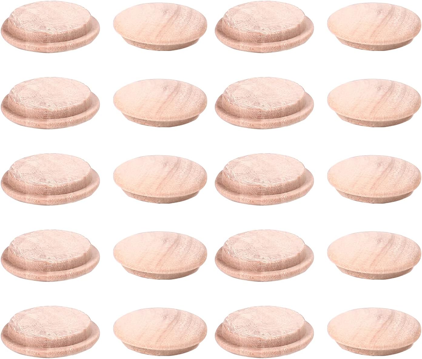 MroMax 100Pcs Round Wood Button Plugs 0.98" Dia Cherry