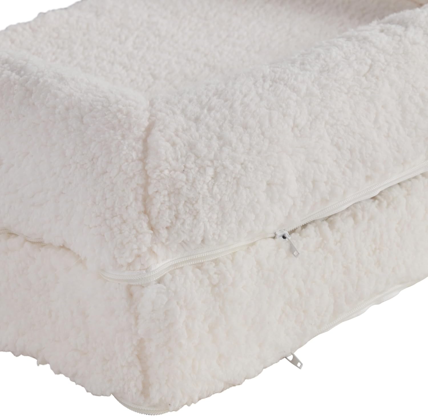 Molly Cozy Sherpa Sofa Style Dog Bed with Removable Cover - Large (36" x 24") - Snow