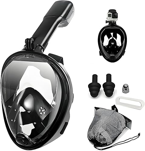 Máscara de esnórquel seco de cara completa, adecuada para equipos de esnórquel principiantes, respiración libre, vista panorámica de 180 grados,