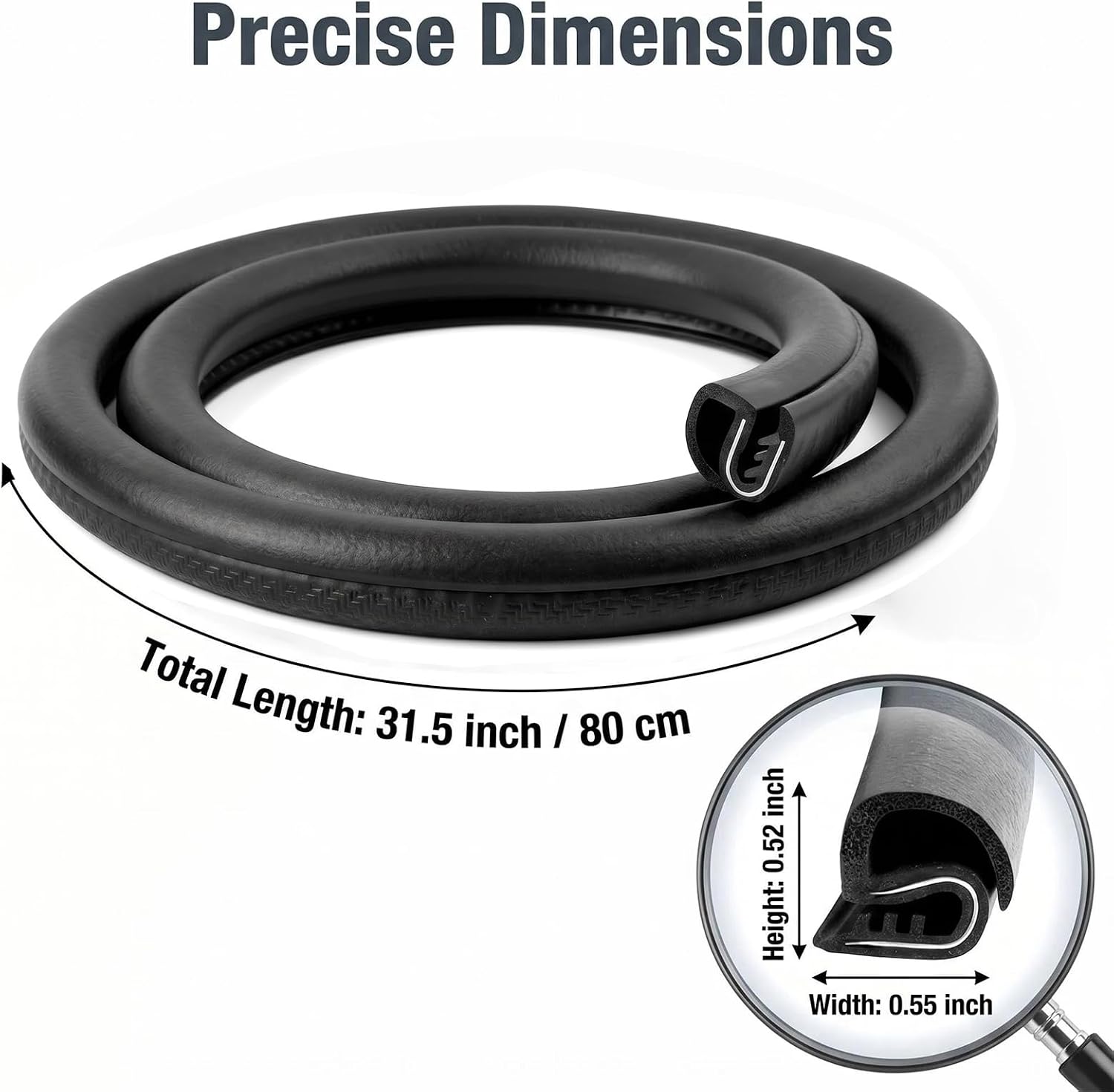 2PCS 2.62FT Car Door Weather Stripping, U-Shaped Rubber Seal Strip with Steel Clip for B-Pillar, Noise Reduction & Dustproof Automotive Weather Seal, Push-in No Adhesive Needed, for Sedan SUV MPV