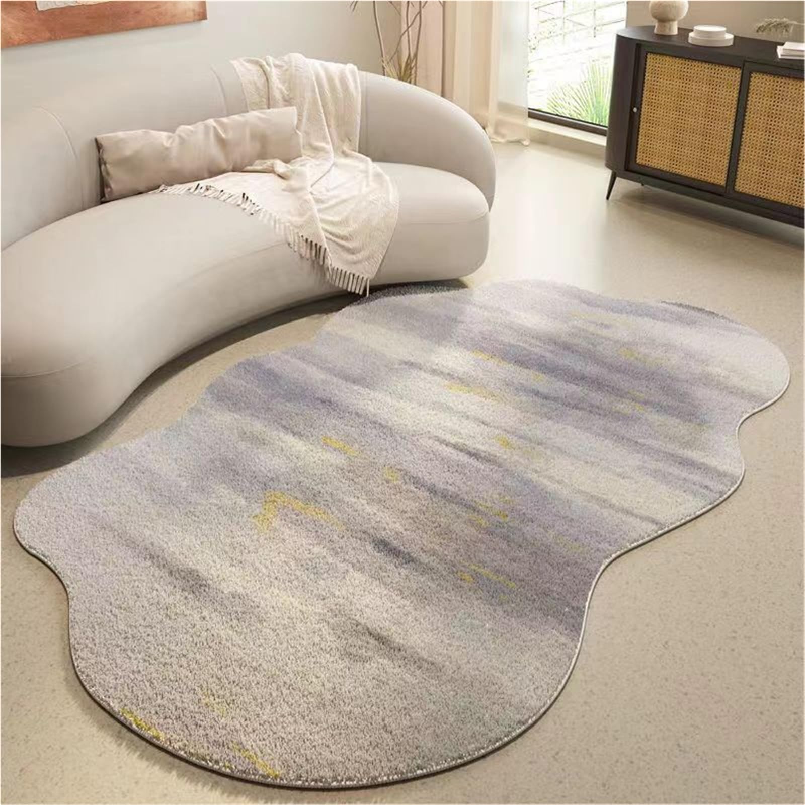 Tapis en fausse laine de forme irrégulière au design scandinave