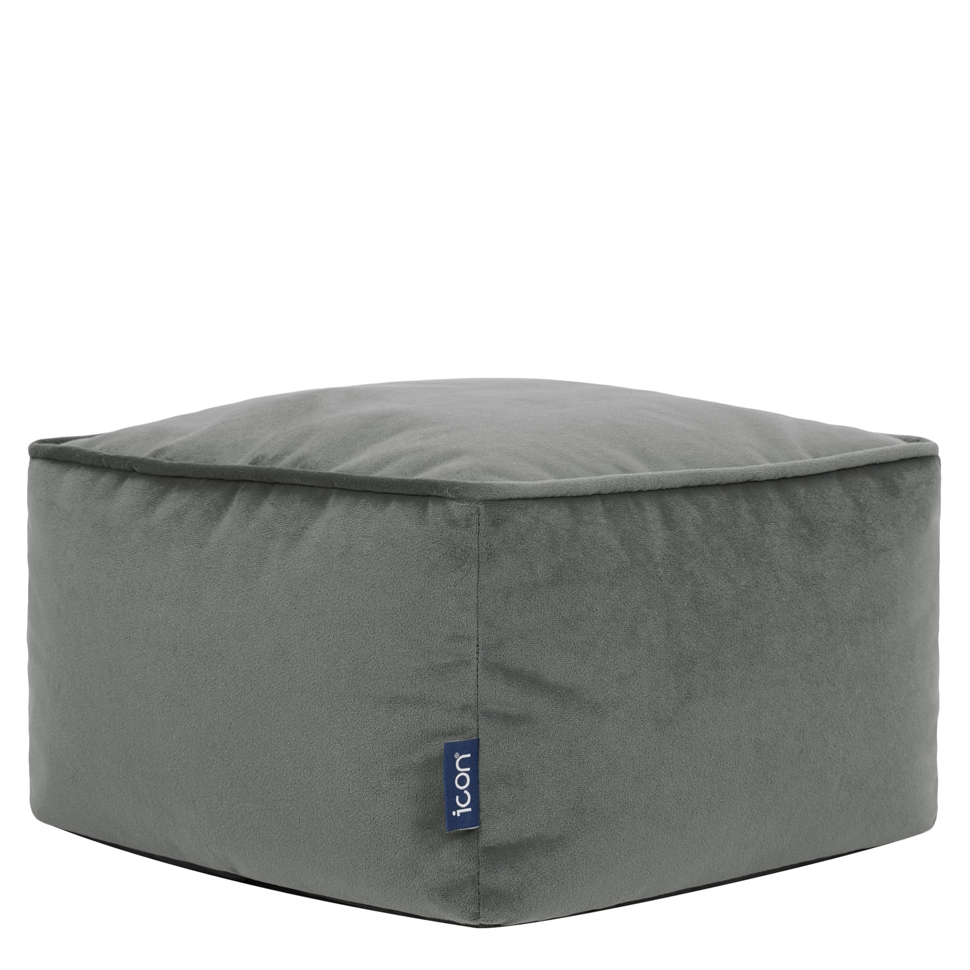 icon Amara Velvet Small Bean Bag Footstool with Filling Included, Grey