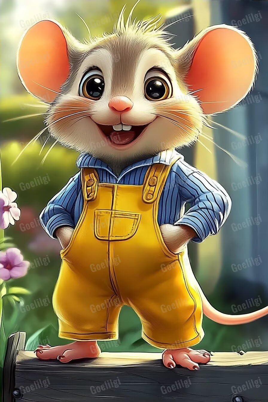 ZKOPAVS Adult Cartoon Mouse Little Brother Diamond Painting DIY Cartoon Diamond Art, Full Round Gemstone Paste Press 5d Fun Holiday Decor Home Decor Painting 20x24 Inch