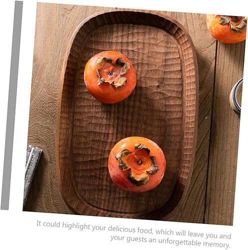 Miniatura 6 de Baluue 3pcs Walnut Snack Plate Coffee Table Trays Cupcake Toppers Party Food Plates Kitchen Countertop Tray Desk Topper Bandejas Decorativas para