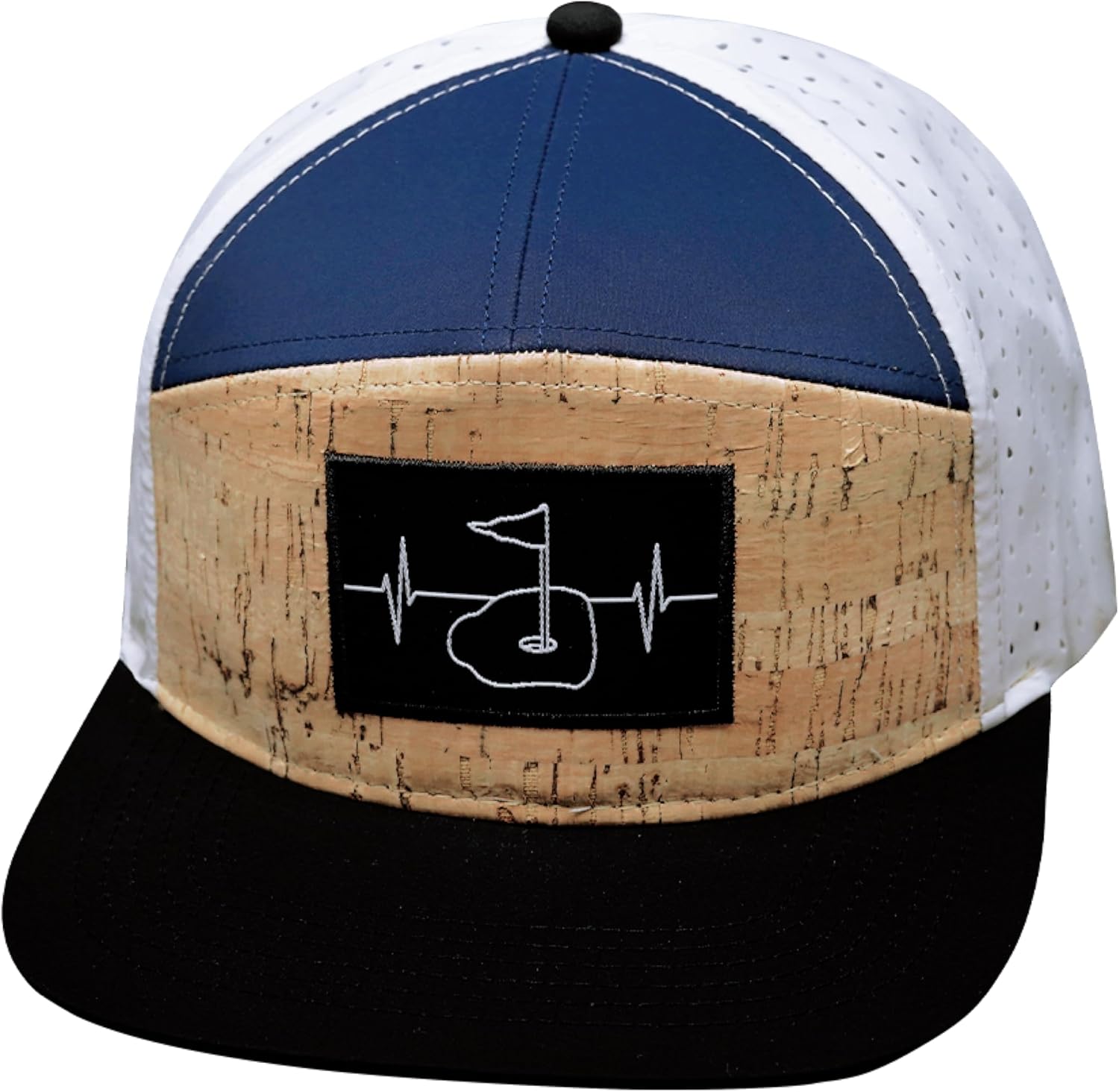 Golf Hat - Flat Bill - Cork - Black/Navy/White