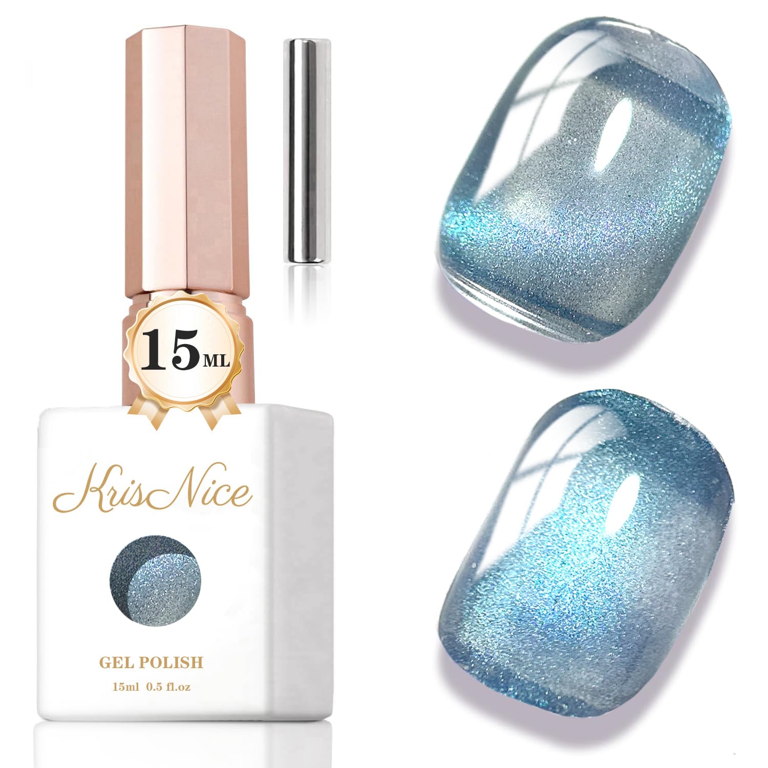 0.5オンス キャットアイ ジェルポリッシュ マグネット付き 15ml ホログラフィック グリッター シマー 半透明ゼリーカラー マグネティック マニキュア サロン DIY 自宅 (アクアマリン MY002)