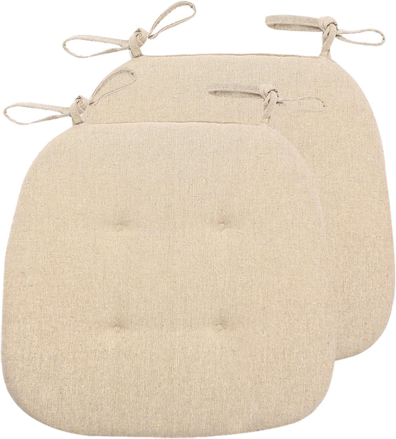 Cojines Para Sillas De Cocina Con Lazos,cojines Para Sillas Para Sillas De Comedor 43x41cm,cojines Para Sillas De Doble Cara Para Comedor,cojines De Asiento Antideslizantes(Size:Pack of 2,Color:Beige)