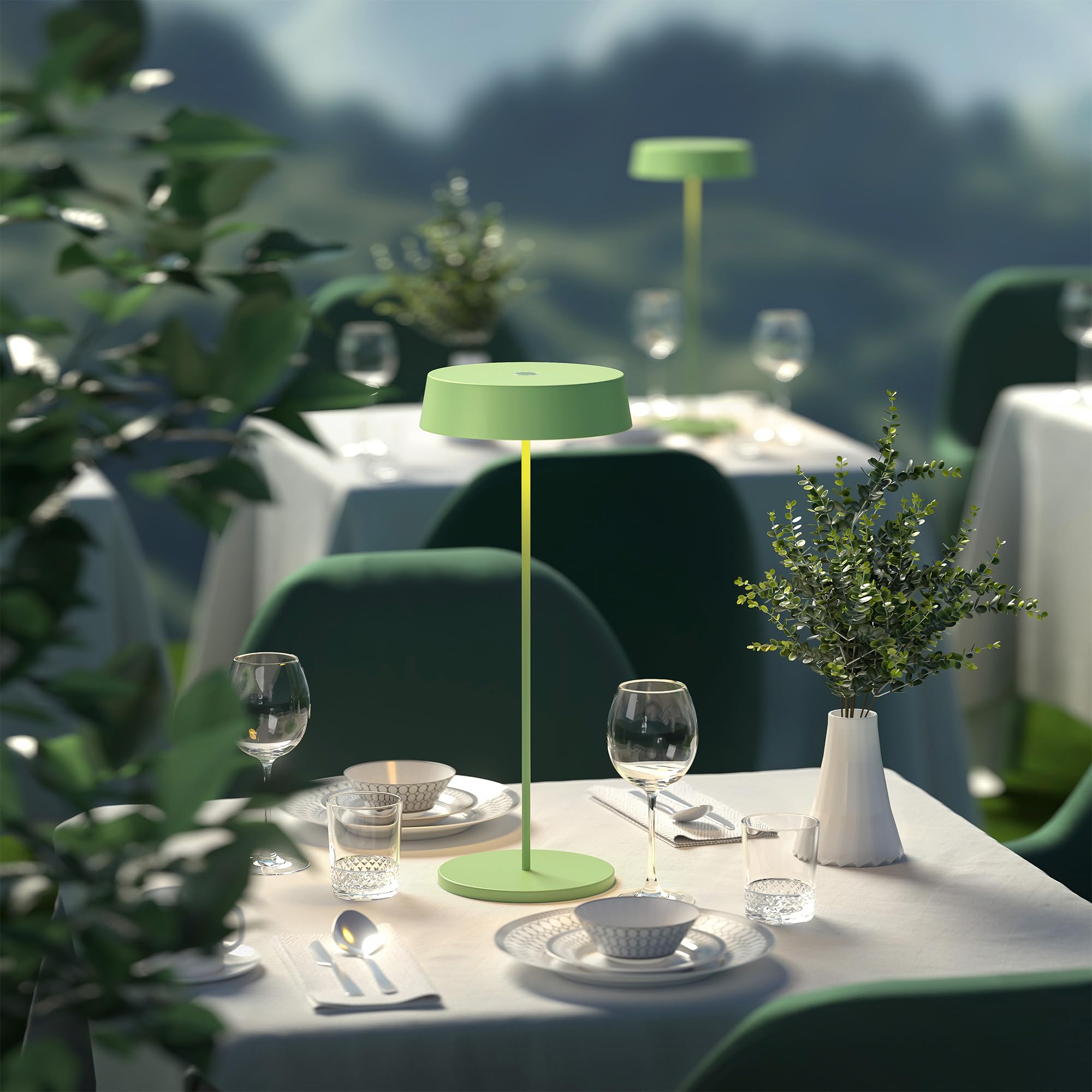 Palmina 901,lampade da tavolo senza fili,lampade da tavolo ricaricabili E Dimmerabile In Alluminio,abat jour senza fili 4400mah,Protezione IP54,luce da tavolo esterno/Interno/Verde