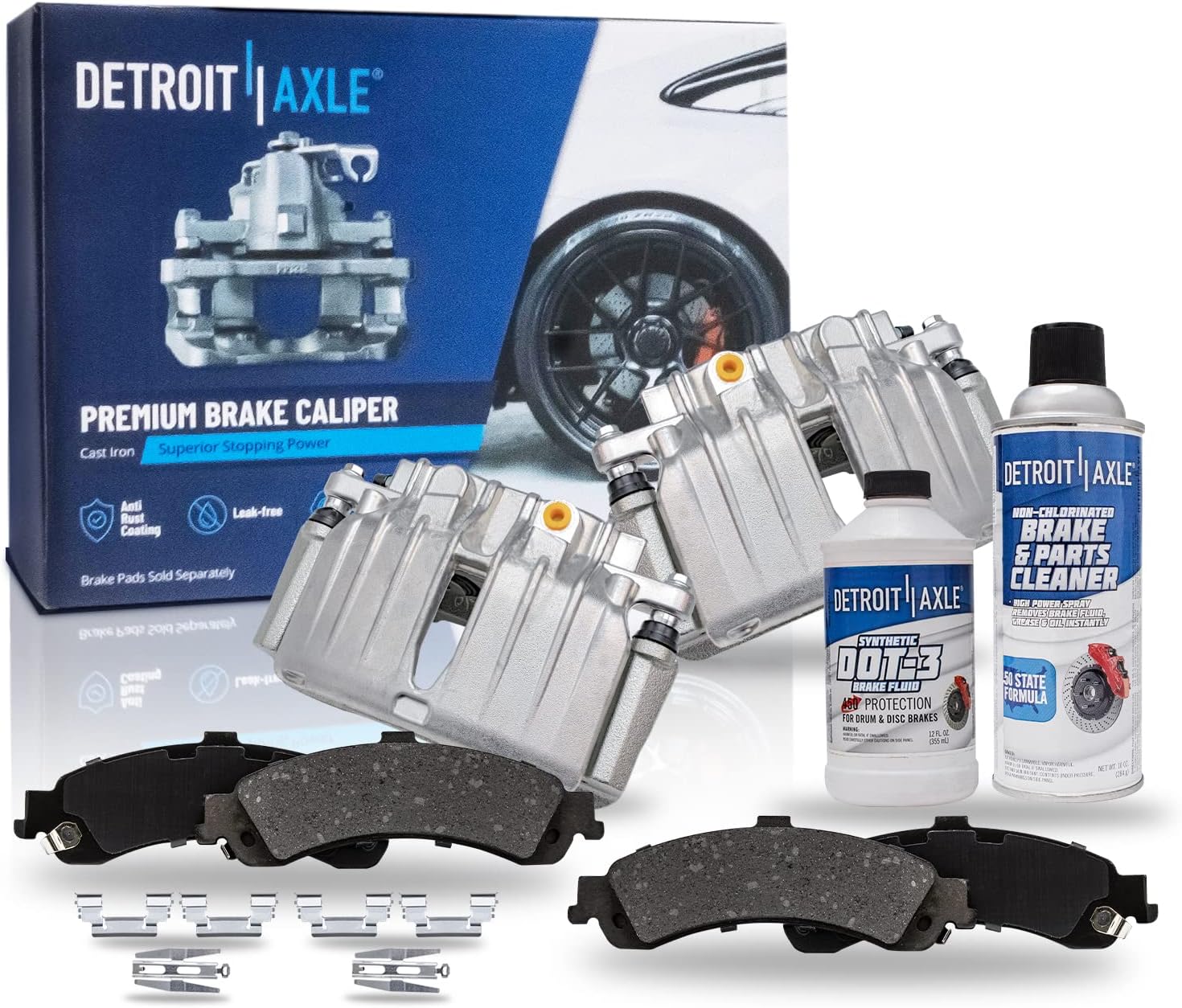 Detroit Axle - Rear Brake Kit for Silverado Suburban Avalanche Sierra Yukon XL 1500 Chevy GMC Tahoe Yukon Cadillac Escalade EXT ESV, Disc Brake Calipers Ceramic Brake Pads Brake Calipers Replacement